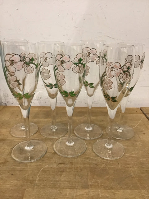 Set Of 7 7.5" Perrier-Jouet Belle Epoque Flutes