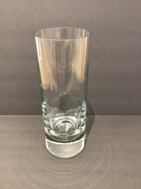 11" Crystal Cylinder Vase w/Thick Base