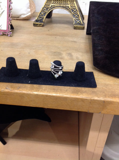 Silver 3 Stone Cocktail Ring