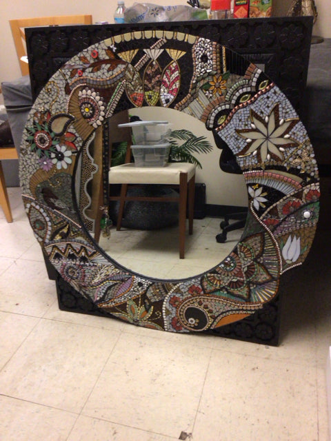 35 1/2" Round Mosaic Mirror