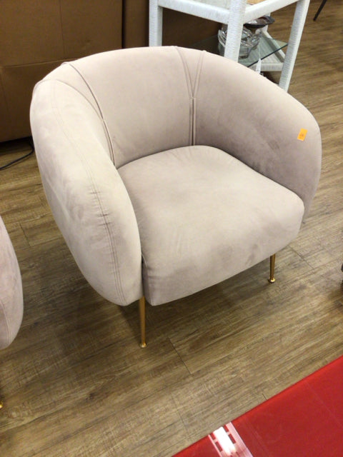 Curved Back Fabric Arm Chair W/Gold Legs