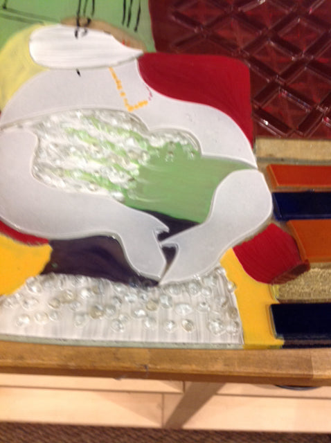 14" Abstract Art Glass Tray