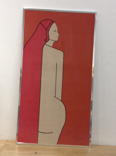 27x49 Framed Signed Annette Rawlings Modern Female AS-IS