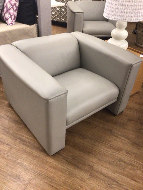 Kron Designs Ponte Grey Leather Arm Chair