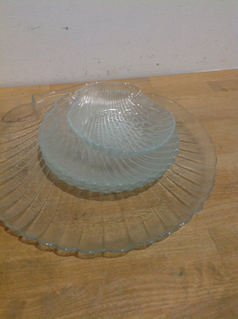 6 Pc Glass Shell Plate Set