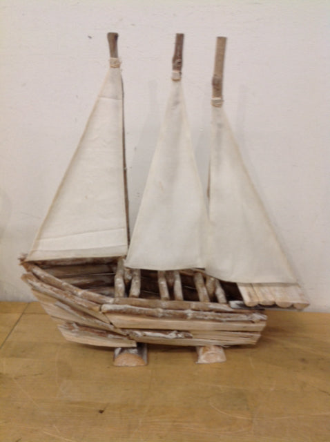 19" Wood & Canvas Sailboat