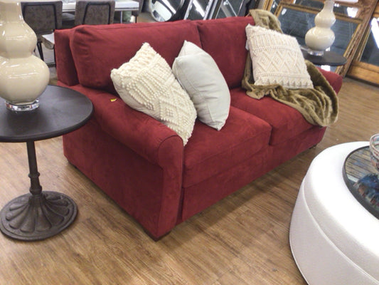 American Leather Red Suede Queen Sleeper Sofa