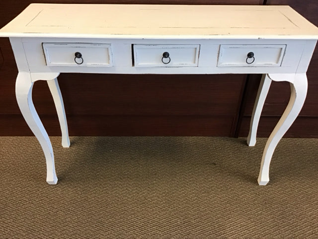 47"x32" Vintage White Distressed Console Table
