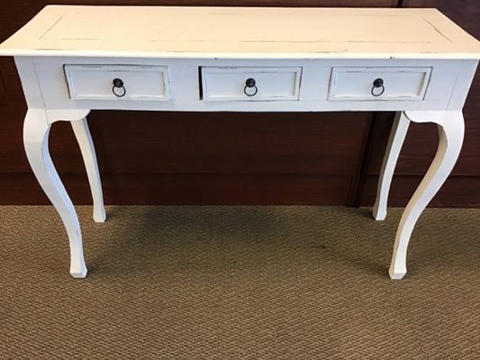 47"x32" Vintage White Distressed Console Table