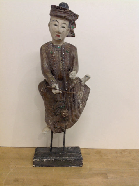 29" Wood Carved Indonesian Musician w/Stand