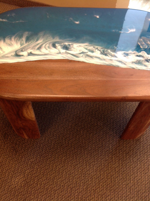 Coffee Table- Black Walnut Blue Wave Acrylic