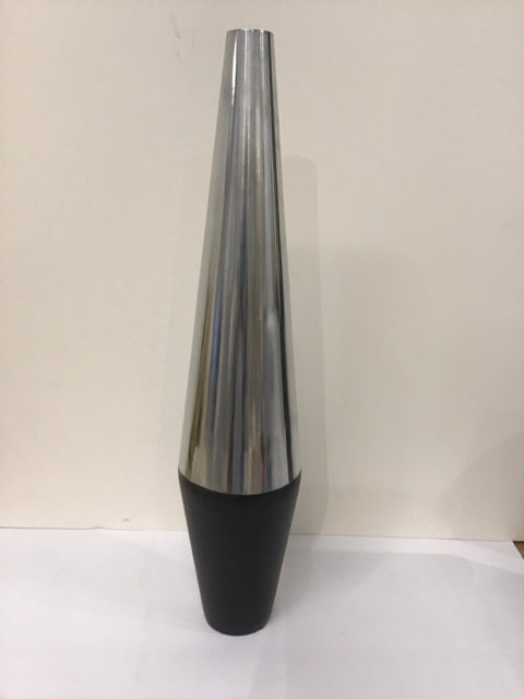 24" Silver Metal Vase w/Black Base
