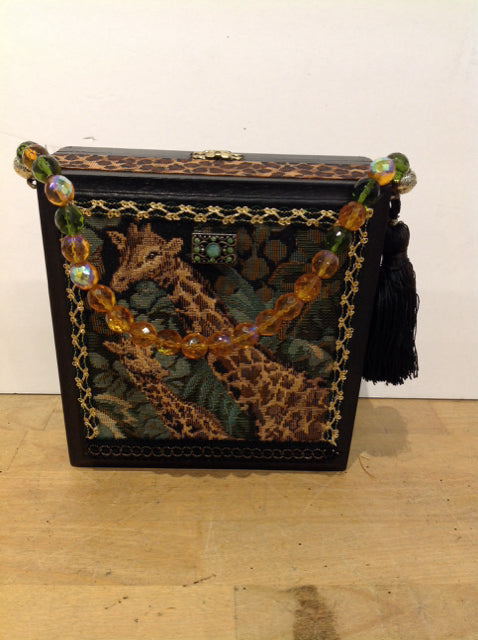 6" Cigar Box Safari Purse w/Bead Handle
