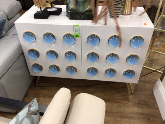 46" X 18" X 30" AS-IS Jonathan Adler Globo Cabinet (Cracks On R Side)