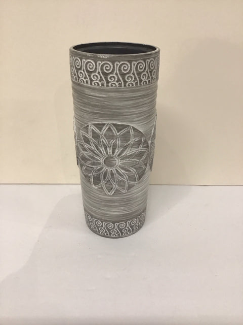 Grey Bino Utensil Holder w/Floral Decor