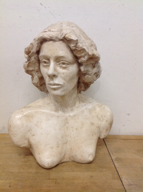 22" White Ceramic Bust of a Woman