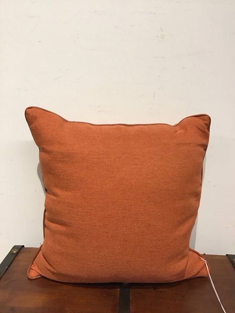 16" Rust W/Faux Leather Trim Pillow