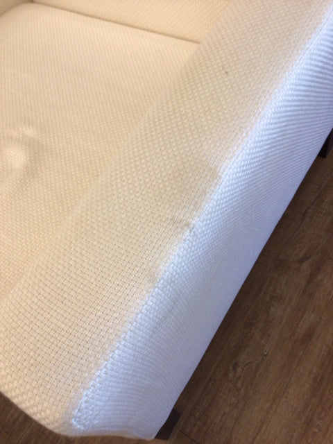 AS-IS Cream Fabric Metal Base Arm Chair(Light Soil)