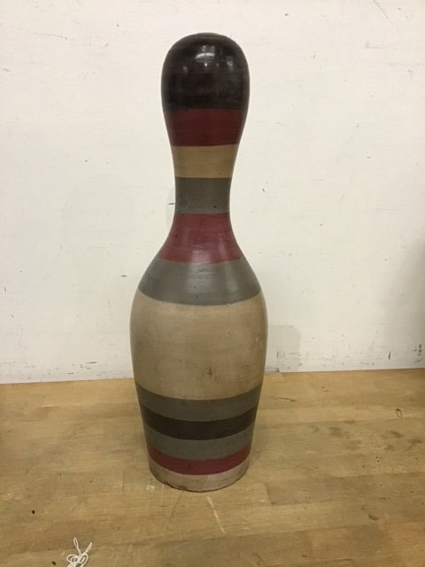 19" Stiped Mulicolor Bowling Pin Sculpture