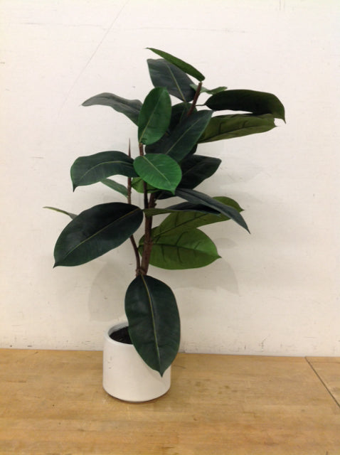 34" Faux Plant In White Resin Planter