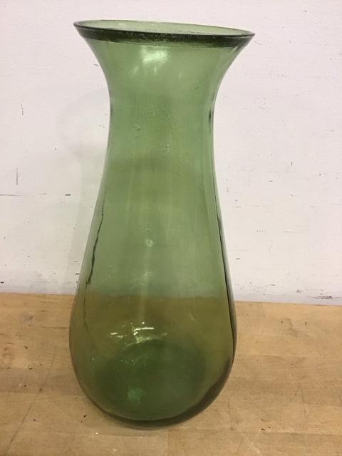 16.5" Green Glass Vase