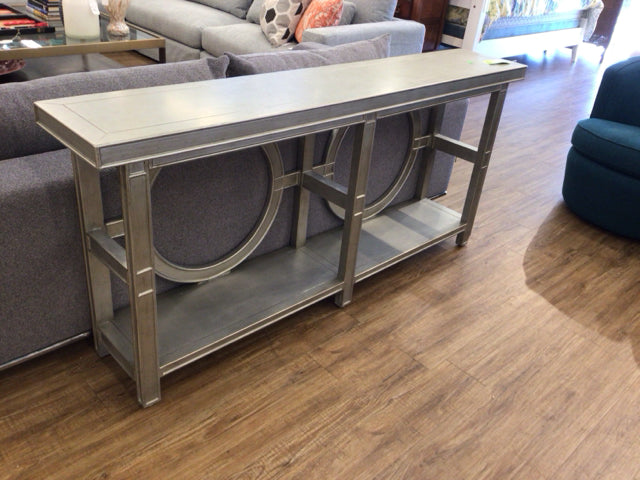 AS-IS Wood Silver Console Table