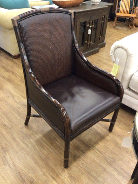 Leather & Rattan Arm Chair