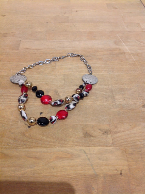 Necklace- Silver Multi Beaded Stones