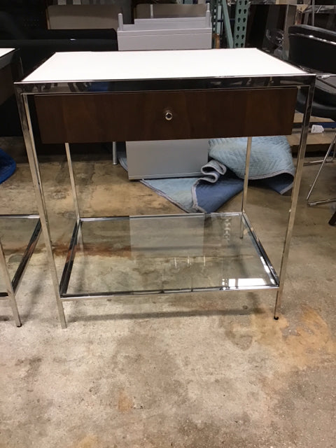 Mitchell Gold + Bob Williams Chrome & Wood Nightstand