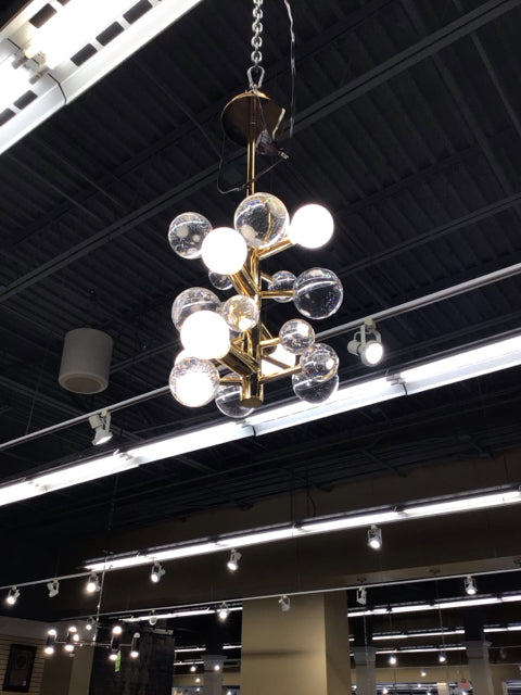 Metal Gold Glass Shade Chandelier