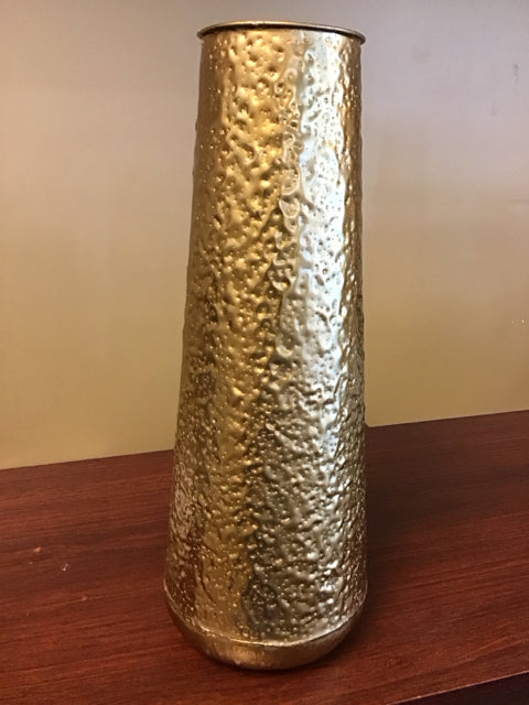 21" Gold Hammered Metal Vase