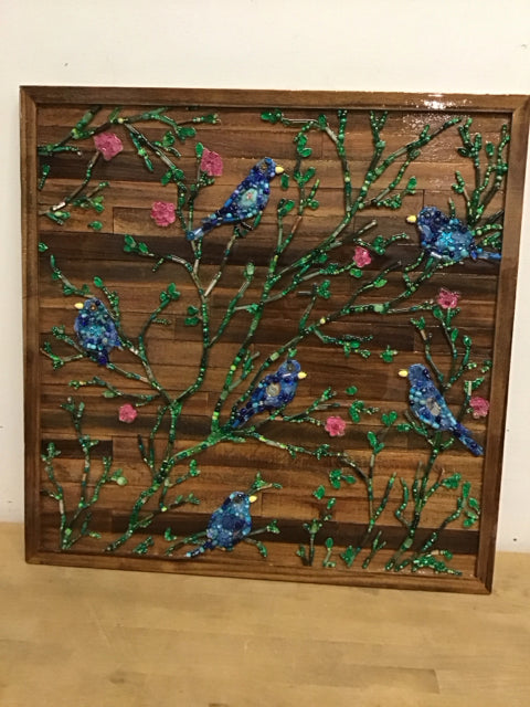 29" Sq. "Blue Birds & Flowers