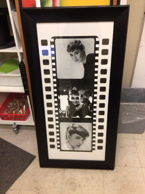 24" X 46" Black Framed Audrey Hepburn Print