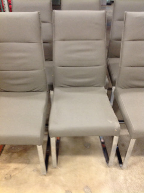 Set Of 6 Grey & Chrome Dining Chairs