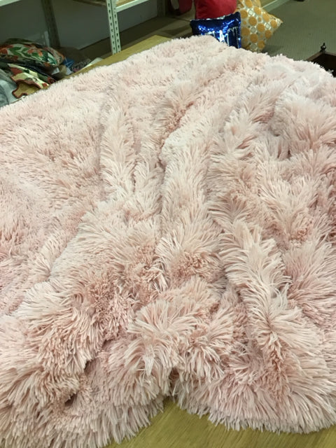 Pink Acrylic Shag Throw