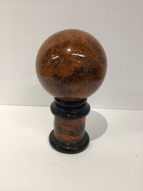 9" Lg Brown Ceramic Ball w/Matching Stand