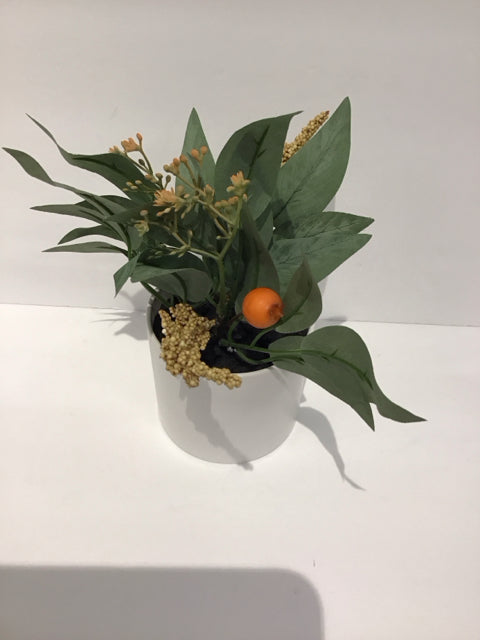 9" Silk Amaranth Plant w/Orange White Planter