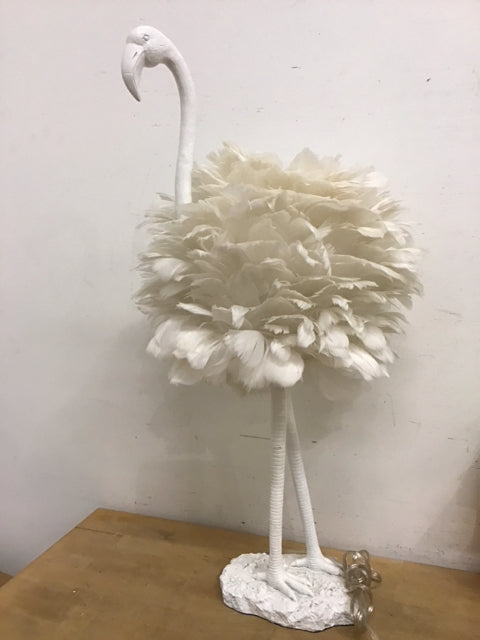 30" White Feather Flamingo Table Lamp