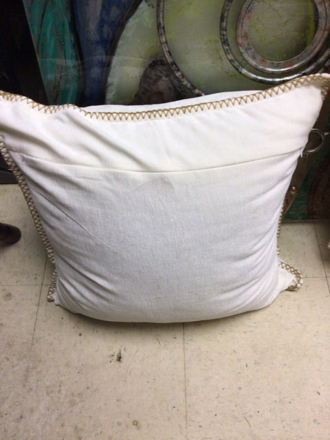 Cream Fabric W/Gold Stitched Edge Pillow