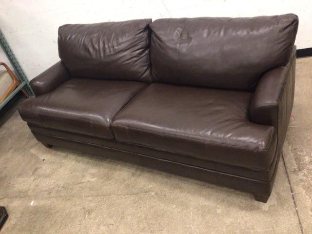 Bassett Brown Leather Two Seat Sleeper Sofa