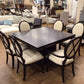 Espresso 50x50 Wood Dining Table/6 Chairs 2 Leaves