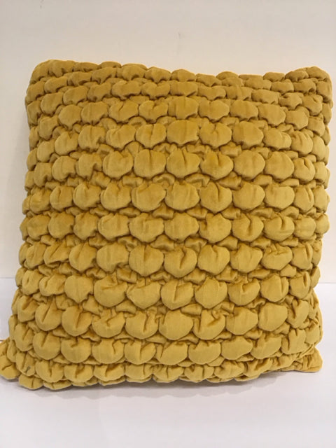 Gold Velour Smocked Pouf