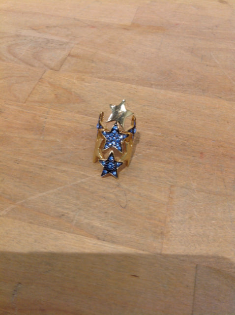 Ring- Gold Blue Star Stones