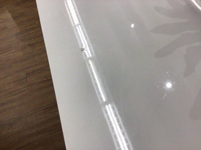 39 1/2" X 85 1/2" White Lacqured & Chrome Trim Dining Table