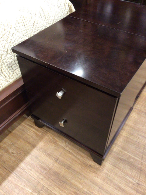 AS-IS Brown Two Drawer Nightstand(Top Damage)