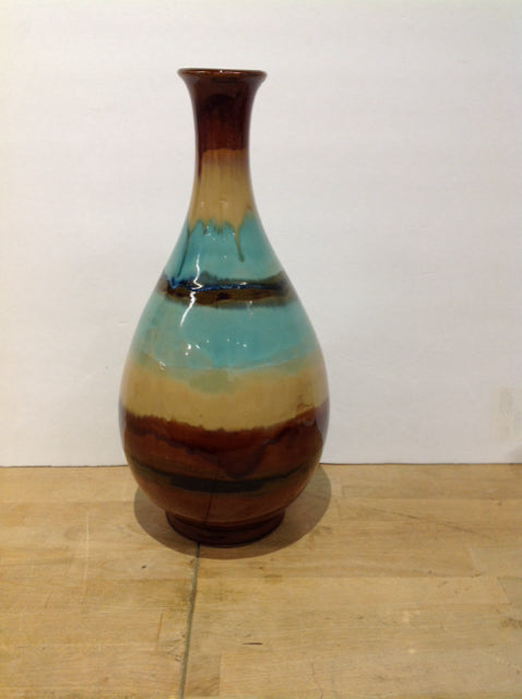 16" Ceramic Vase w/Black/Brown Glaze