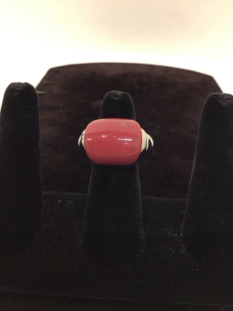 Silver Ring w/Burgundy Bubble Stone