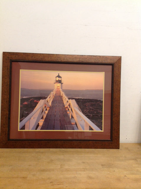 38x31.5 Wood Frame Lighthouse Print