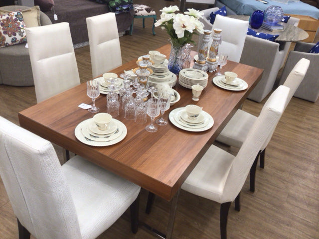 Set Of 8 Vinyl Upholstered Dining Chairs