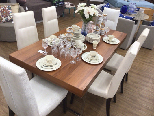 Set Of 8 Vinyl Upholstered Dining Chairs